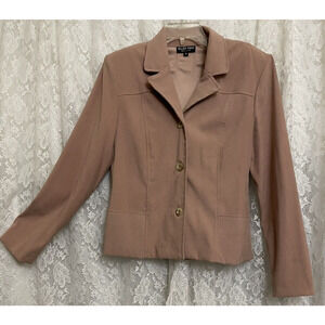 Ellen Figg Women’s Jacket Size 8 Light Pink Whit Pockets made in USA